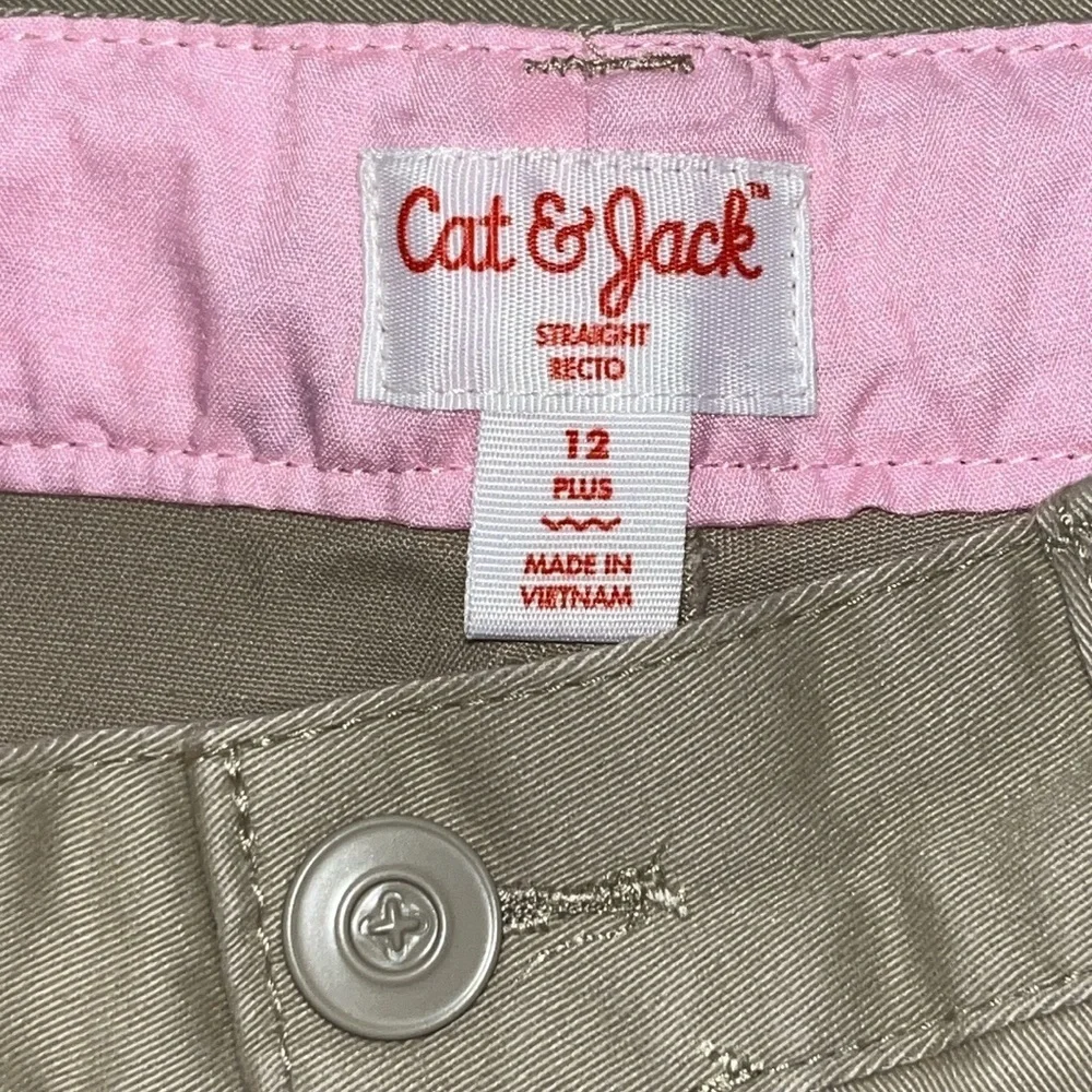 Cat & Jack Girls School Uniform Slim Straight Chino Pants Khaki Size 12 Plus